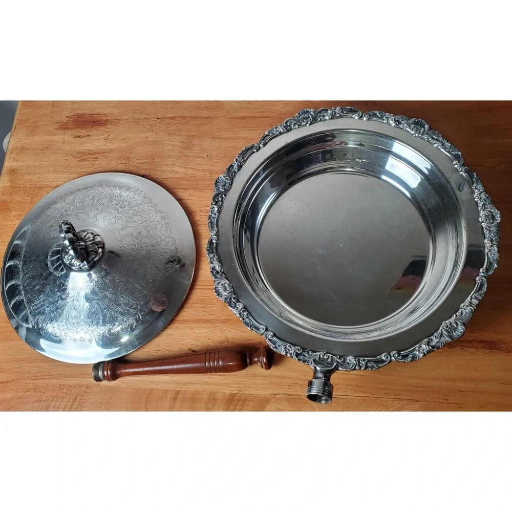 Vintage EPCA Bristol SilverPlate by Poole 118 Wood Handle Chafing Pan Dish‎ 12